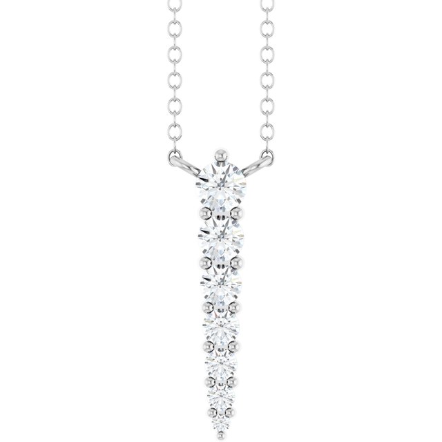 14K Yellow Or White Gold 7-Stone Round 2.75 Mm Si1-Si2, G-H 16 In Polished 1/4 Ctw Lab-Grown Diamond Graduated Bar Necklace
