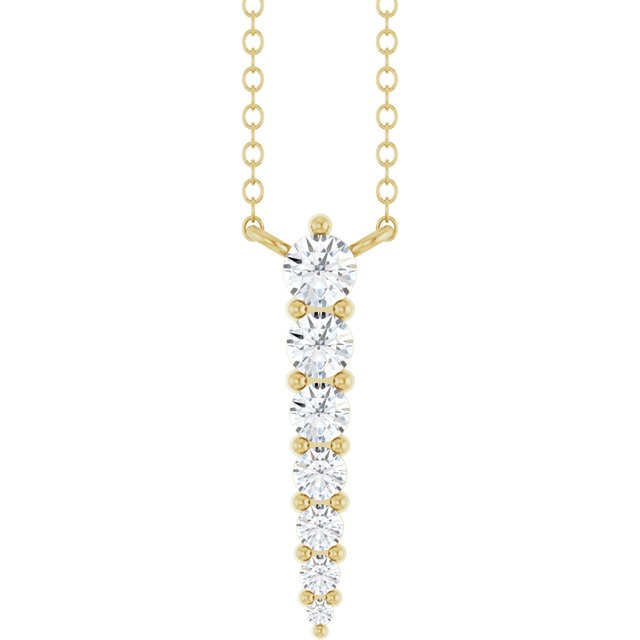 14K Yellow Or White Gold 7-Stone Round 2.75 Mm Si1-Si2, G-H 16 In Polished 1/4 Ctw Lab-Grown Diamond Graduated Bar Necklace