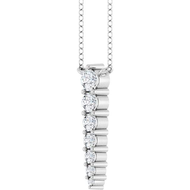 14K Yellow Or White Gold 7-Stone Round 2.75 Mm Si1-Si2, G-H 16 In Polished 1/4 Ctw Lab-Grown Diamond Graduated Bar Necklace