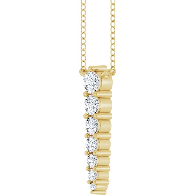 14K Yellow Or White Gold 7-Stone Round 2.75 Mm Si1-Si2, G-H 16 In Polished 1/4 Ctw Lab-Grown Diamond Graduated Bar Necklace