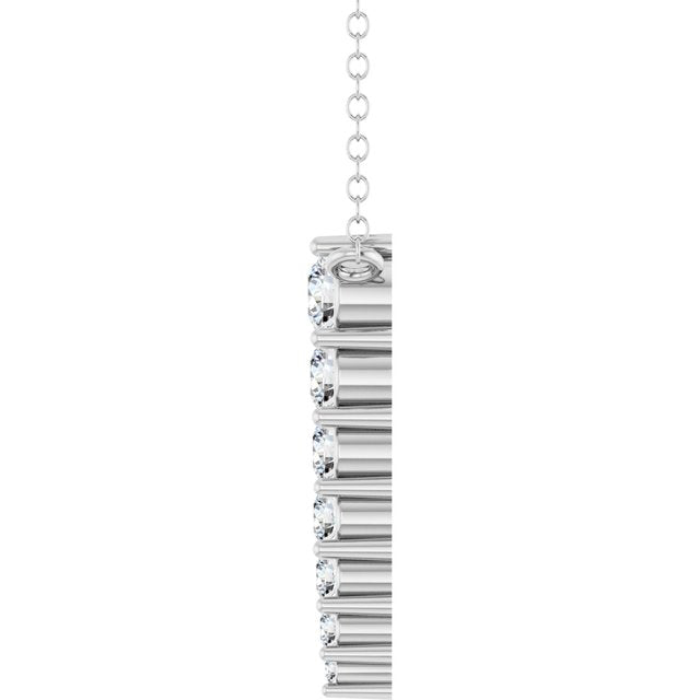 14K Yellow Or White Gold 7-Stone Round 2.75 Mm Si1-Si2, G-H 16 In Polished 1/4 Ctw Lab-Grown Diamond Graduated Bar Necklace