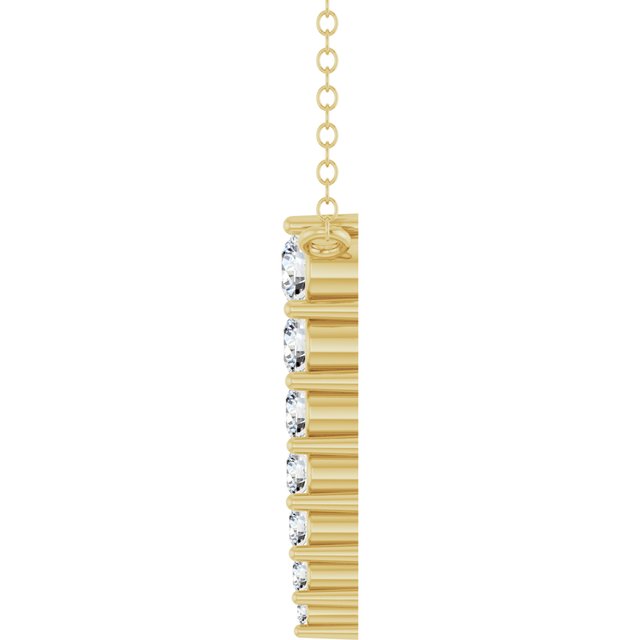 14K Yellow Or White Gold 7-Stone Round 2.75 Mm Si1-Si2, G-H 16 In Polished 1/4 Ctw Lab-Grown Diamond Graduated Bar Necklace