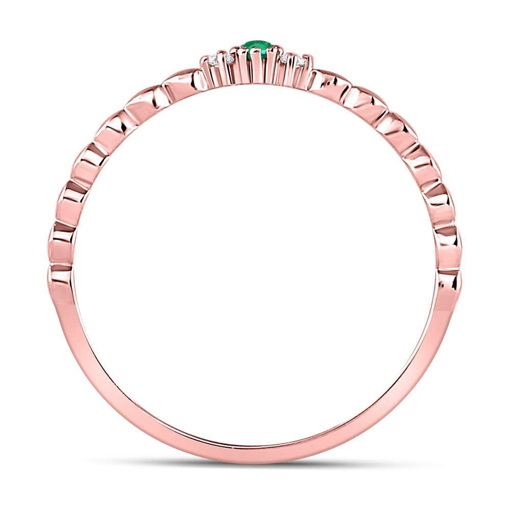 10K Rose Or Yellow Gold Womens Round Ruby Diamond Stackable Band Ring .03 Cttw, Womens Size: 5-10