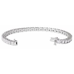 14K White Gold Round 3.65Mm G-H Si1-Si2 7 Ctw Lab-Grown Diamond Line Bracelet, Length: 7.25 In