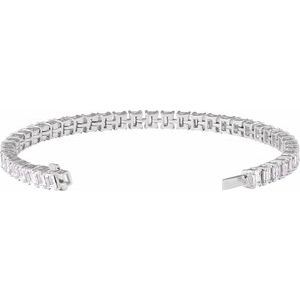 14K White Gold Emerald 4.1 X 3.1Mm G-H Si 10 1/2 Ctw Lab-Grown Diamond Line Bracelet, Length: 7 In