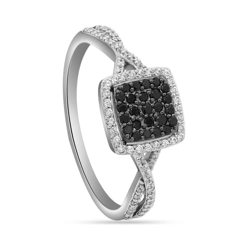 10K White Gold 0.31-0.34 Cttw Black Diamond Ladies Ring
