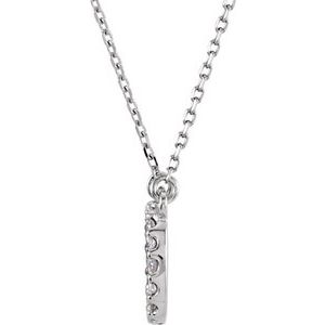 14K White Gold Initial O Round G-H I1 1/6 Ctw Natural Diamond Necklace, Length: 16 In