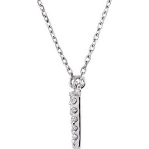 14K White Gold Initial V Round G-H I1 1/10 Ctw Natural Diamond Necklace, Length: 16 In