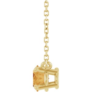 14K Yellow Gold Oval 7 X 5 Mm Natural Citrine 4-Prong Claw Necklace, Length: 18 In