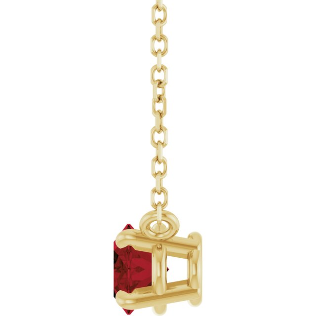14K Yellow Gold Oval 18 In Polished Natural Gemstone 4-Claw Prong Necklace