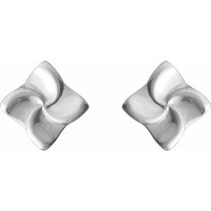 Sterling Silver 10 X 10 Mm Pair Friction Backs Included Polished Swirl Stud Earrings