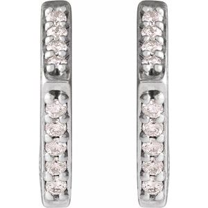 14K White Gold 11 X 10 Mm Round 1Mm Pair Friction Backs Polished .07 Ctw Natural Diamond Geometric Earrings, Thickness: 1.7 Mm