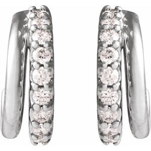 14K White Gold Round 1.2 Mm 1/6 Ctw Lab-Grown Diamond Hoop Earrings