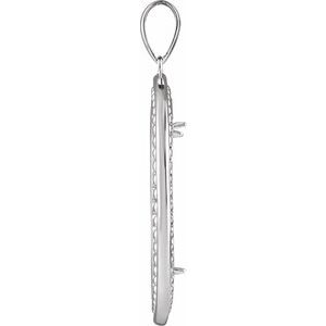 Sterling Silver 24.1 Mm Tab Back Polished Milgrain Coin Frame Bezel Pendant