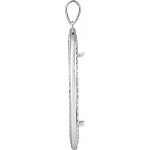 Sterling Silver 30.5 Mm Tab Back Polished Milgrain Coin Frame Bezel Pendant