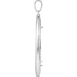 Sterling Silver 38.2 Mm Tab Back Polished Milgrain Coin Frame Bezel Pendant