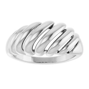 14K White Gold 8 Mm Polished Dome Ring Size 7