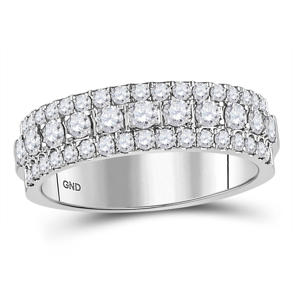 10K Yellow Or White Gold Womens Round Diamond Triple Row Comfort Wedding Band 1 Cttw, Womens Size: 5-10