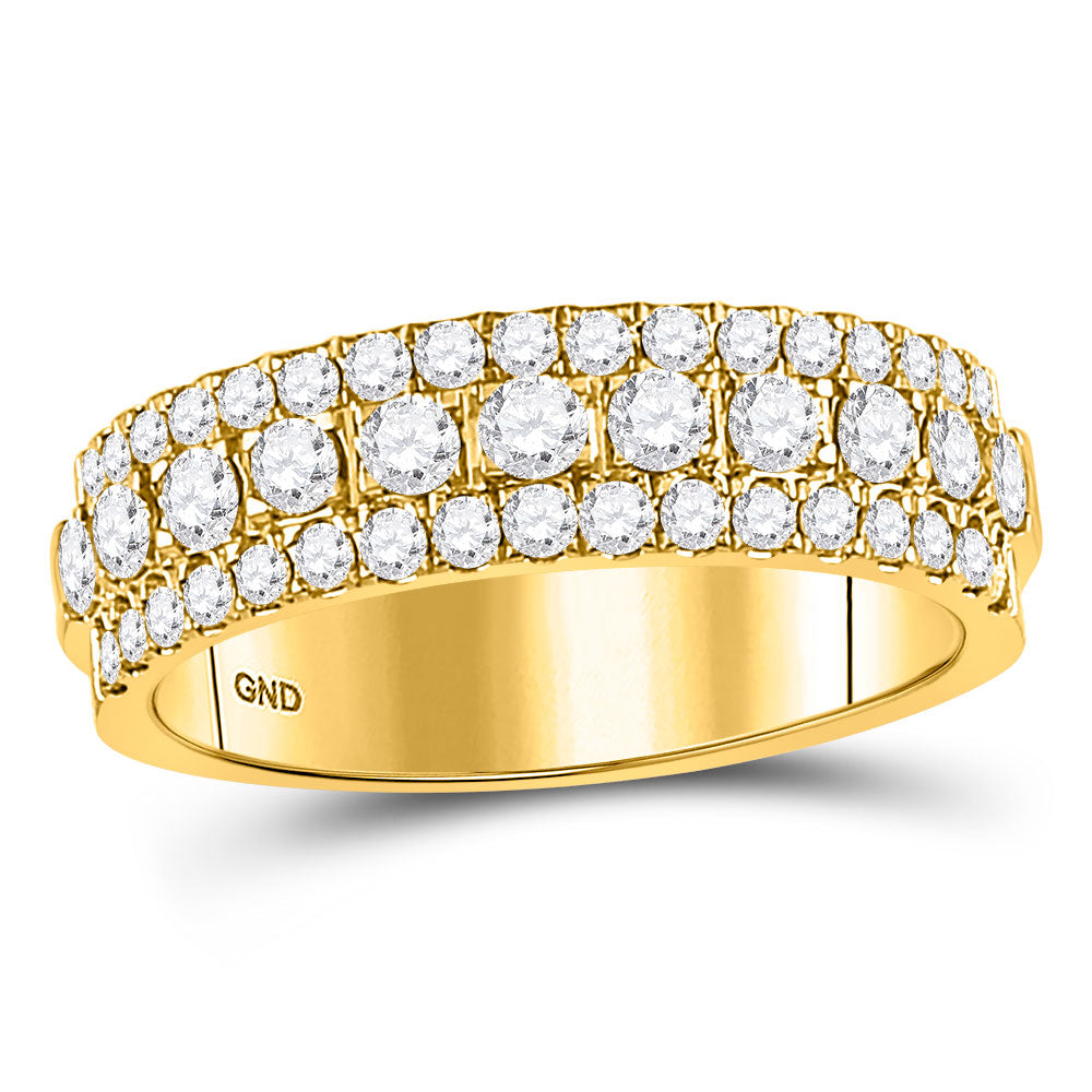 10K Yellow Or White Gold Womens Round Diamond Triple Row Comfort Wedding Band 1 Cttw, Womens Size: 5-10