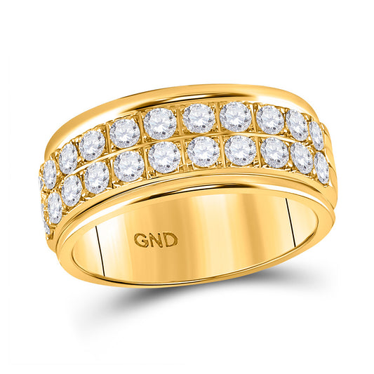 10K Yellow Gold Womens Round Diamond Double Row Band Ring 1 Cttw, Womens Size: 5-10