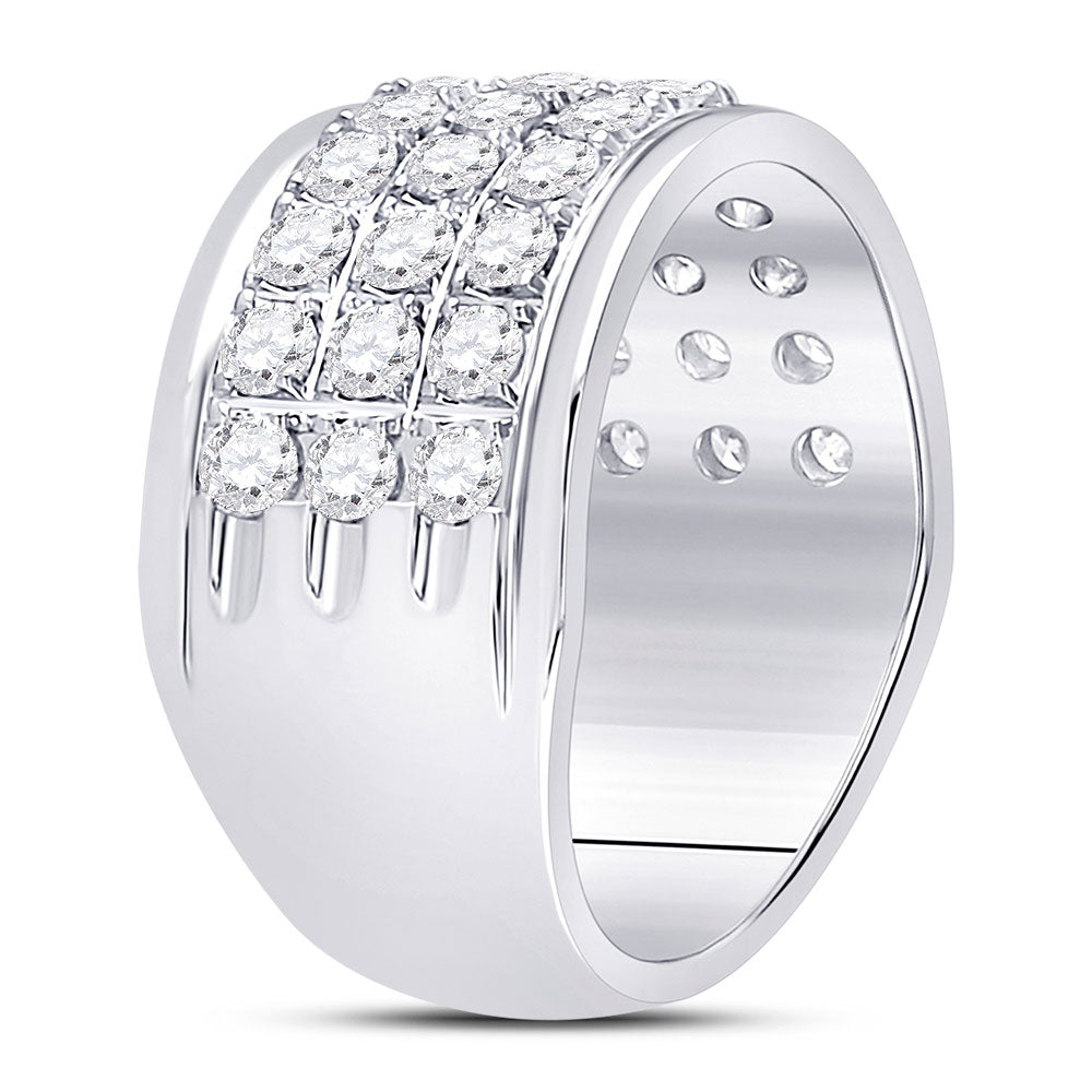 10K White Gold Womens Round Diamond Triple Row Band Ring 1-1/2 Cttw, Womens Size: 5-10