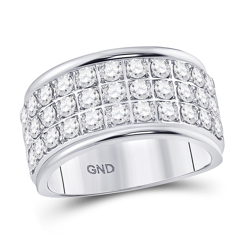 10K White Gold Womens Round Diamond Triple Row Band Ring 1-1/2 Cttw, Womens Size: 5-10