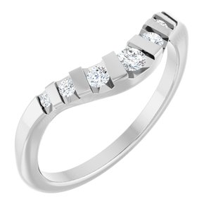 14K White Gold Round Polished 1/6 Ctw Lab-Grown Diamond Channel-Set Contour Band Size 7