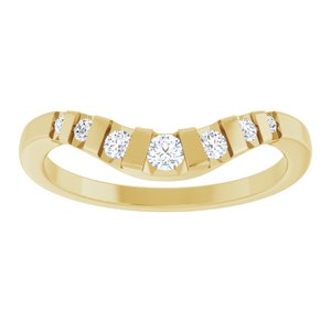 14K Yellow Gold Round Polished 1/6 Ctw Natural Diamond Channel-Set Contour Band Size 7