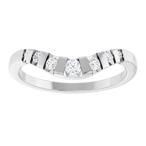 14K White Gold Round Polished 1/6 Ctw Lab-Grown Diamond Channel-Set Contour Band Size 7