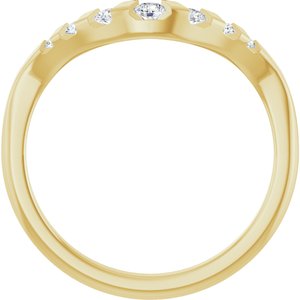 14K Yellow Gold Round Polished 1/6 Ctw Natural Diamond Channel-Set Contour Band Size 7