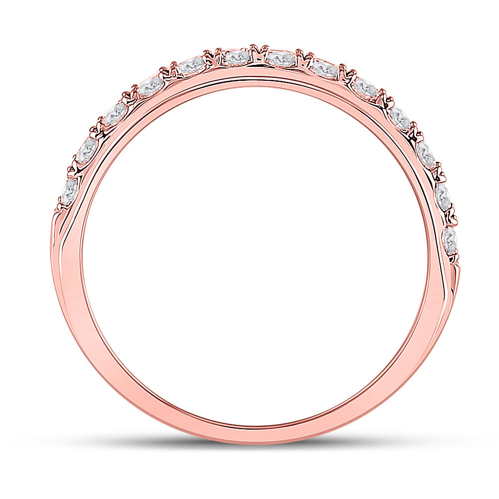 14K Rose Gold Mens Round Diamond Wedding Single Row Band Ring 3/4 Cttw, Mens Size: 7-13