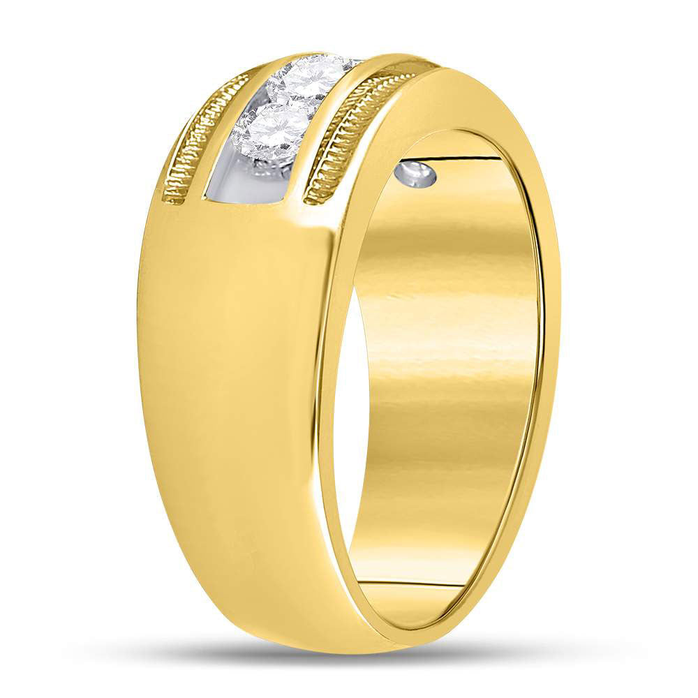 14K Yellow Or White Gold Mens Round Diamond Wedding 5-Stone Band Ring 1 Cttw, Mens Size: 7-13