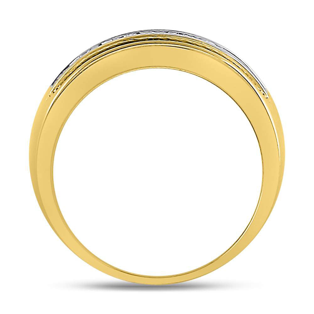 14K Yellow Or White Gold Mens Round Diamond Wedding 5-Stone Band Ring 1 Cttw, Mens Size: 7-13
