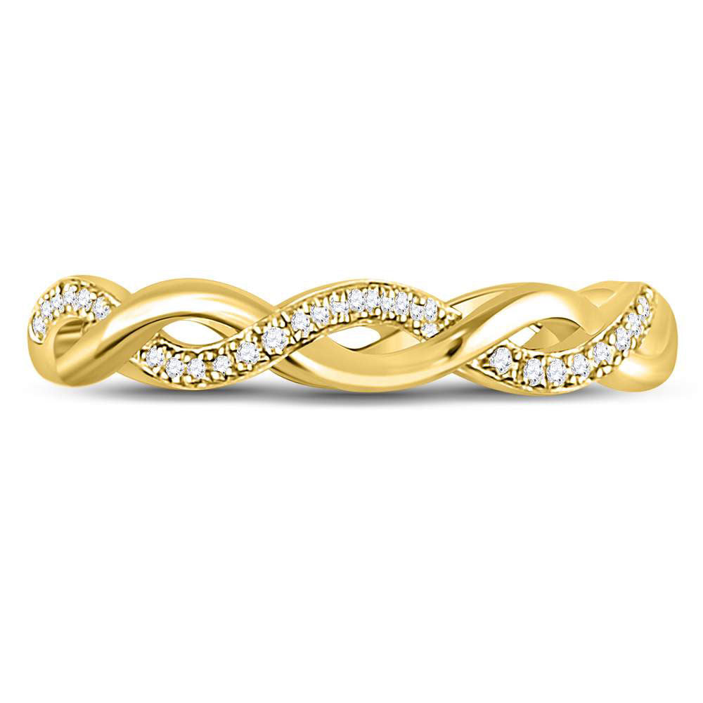 10K Yellow Gold Womens Round Diamond Fashion Braided Band Ring 1/10 Cttw, Womens Size: 5-10