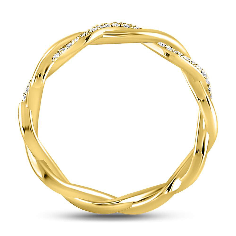 10K Yellow Gold Womens Round Diamond Fashion Braided Band Ring 1/10 Cttw, Womens Size: 5-10
