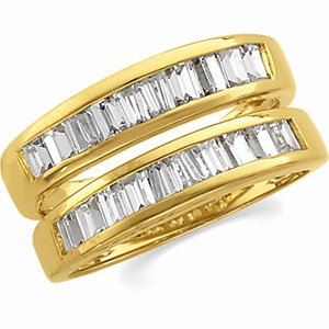 14K Yellow Gold Tapered Baguette 3.5 X 2 X 1.5 Mm 1 3/4 Ctw Natural Diamond Ring Guard Size 6