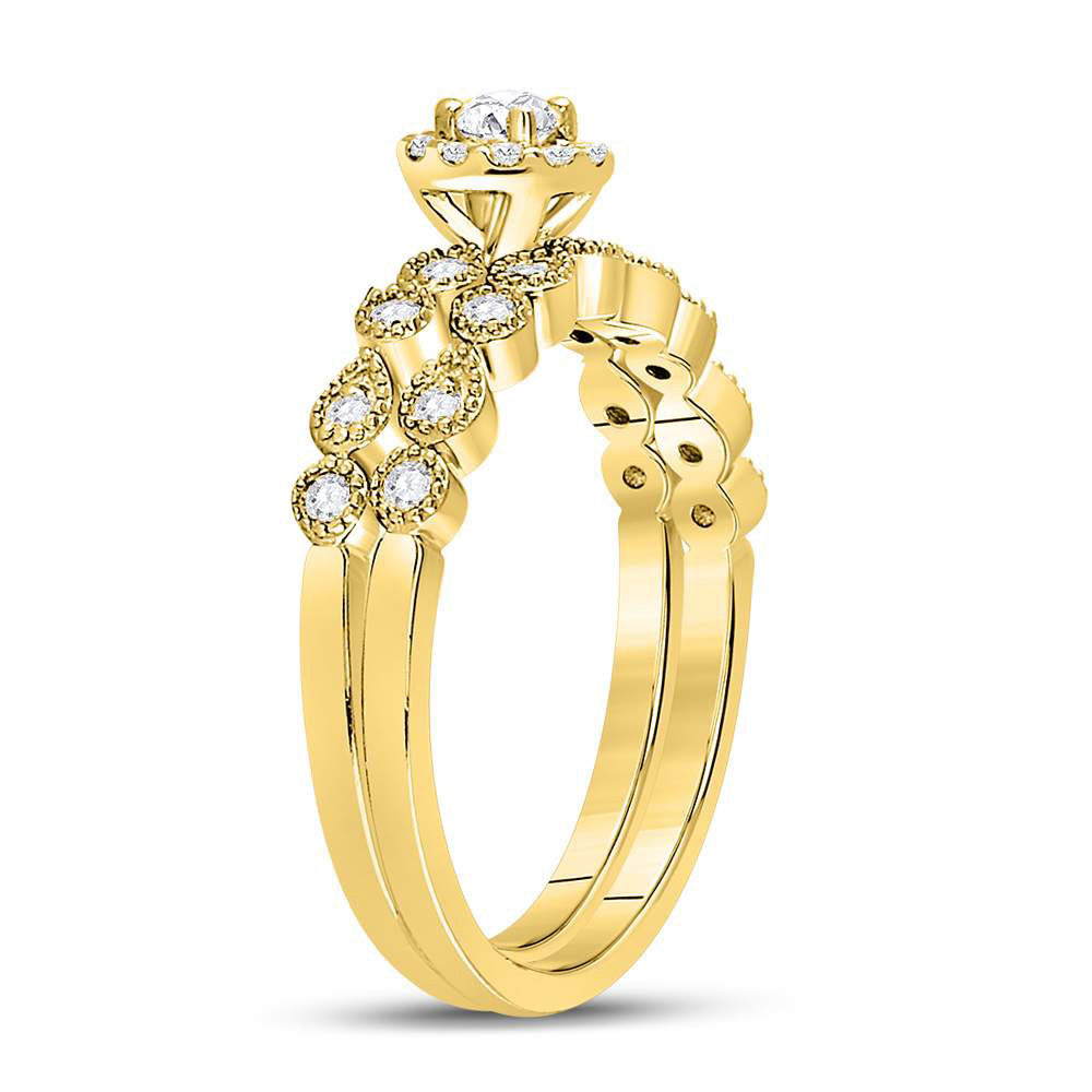 10k Yellow Or Rose Gold Round Diamond Stackable Bridal Wedding Ring Band Set 1/3 Cttw, Womens Size: 5-10