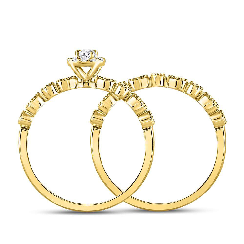 10k Yellow Or Rose Gold Round Diamond Stackable Bridal Wedding Ring Band Set 1/3 Cttw, Womens Size: 5-10