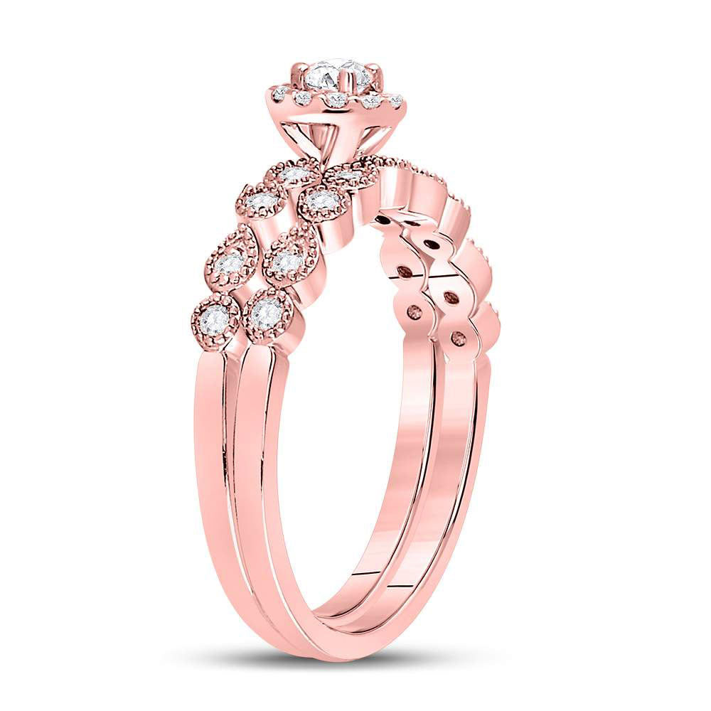 10k Yellow Or Rose Gold Round Diamond Stackable Bridal Wedding Ring Band Set 1/3 Cttw, Womens Size: 5-10