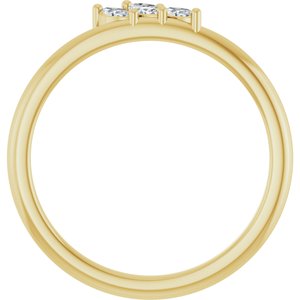 14K Yellow Gold Natural Diamond Marquise 3.5 X 2 Mm Natural Diamond Polished 1/8 Ctw Natural Diamond Three-Stone Stackable Ring Size 7