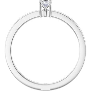 14K White Gold Oval 4 X 3 Mm Polished 1/6 Ct Natural Diamond Solitaire Ring Size 7