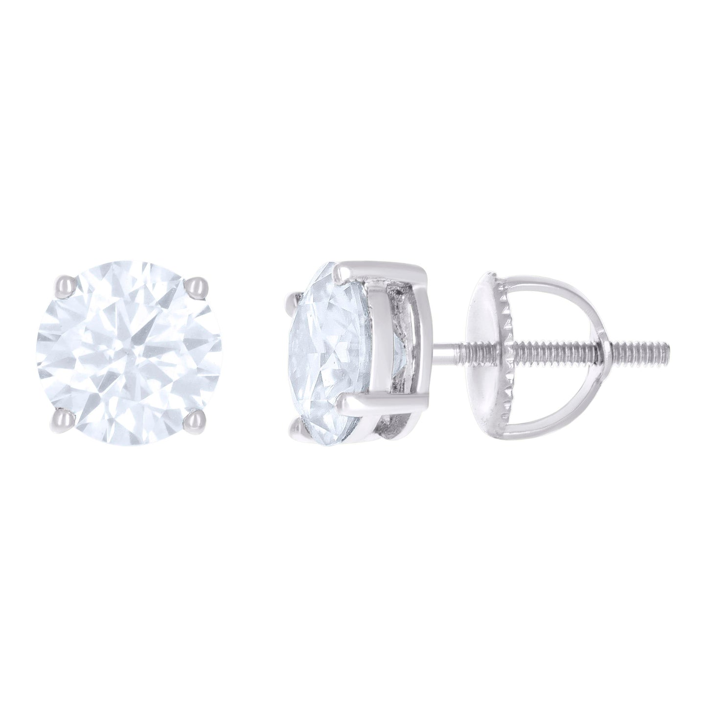 Sterling Silver Or Yellow-Tone Womens Moissanite Stud Earrings Screw Back
