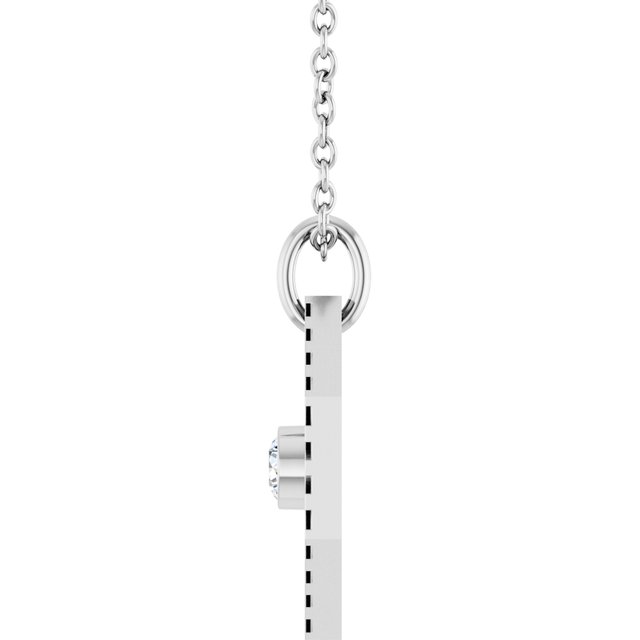 14K White Gold Round 2.5Mm I1, G-H 16-18 In Polished .06 Ct Natural Diamond Medallion Necklace