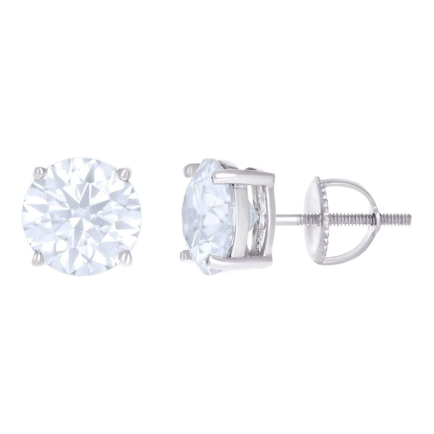 Sterling Silver Or Yellow-Tone Womens Moissanite Stud Earrings Screw Back