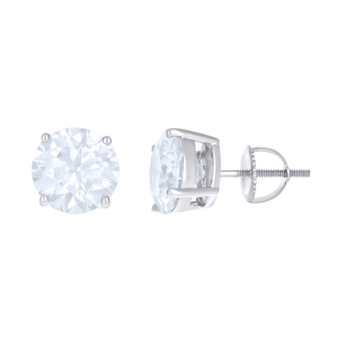 Sterling Silver Or Yellow-Tone Womens Moissanite Stud Earrings Screw Back