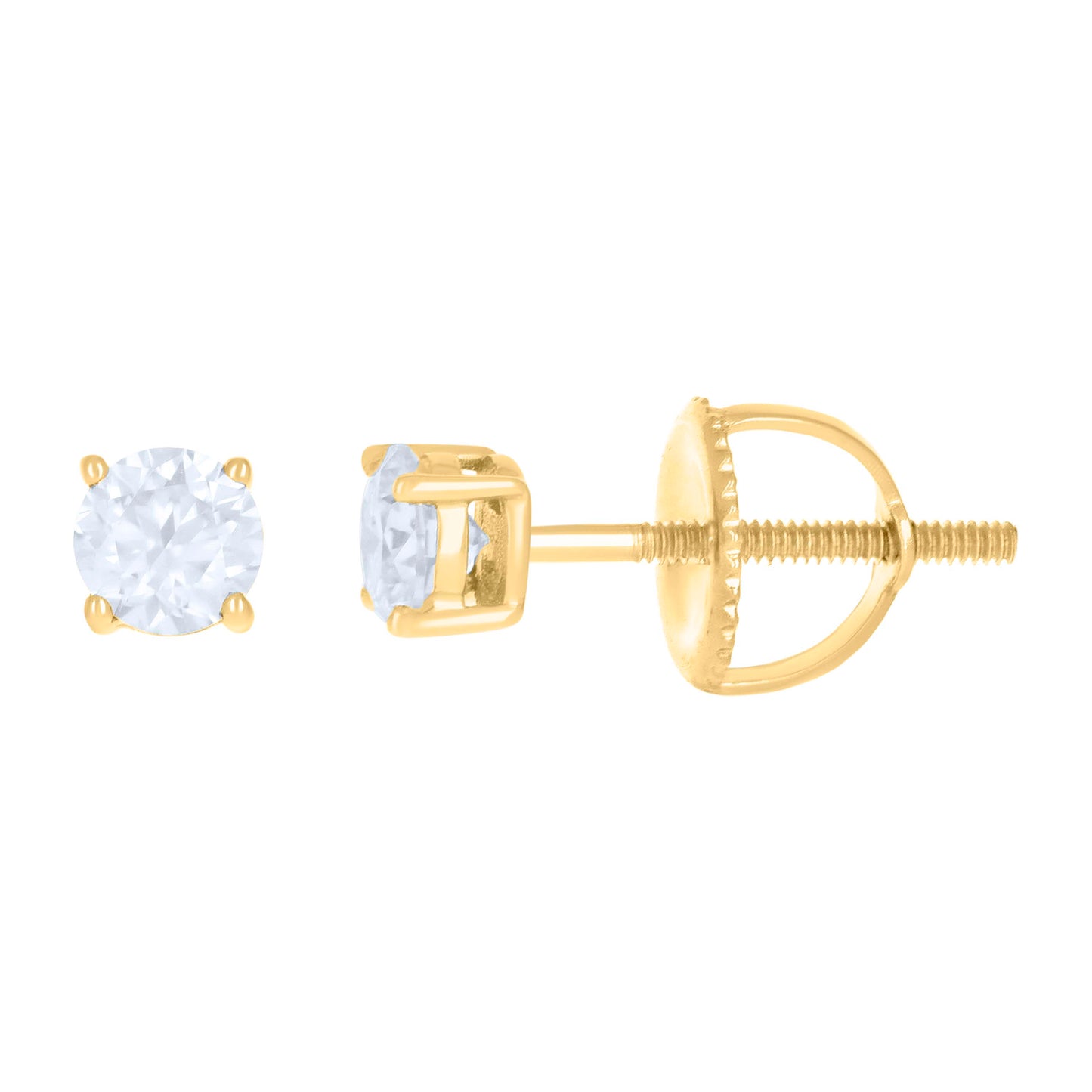 Sterling Silver Or Yellow-Tone Womens Moissanite Stud Earrings Screw Back