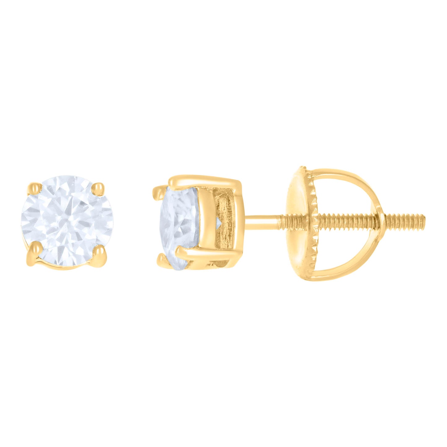 Sterling Silver Or Yellow-Tone Womens Moissanite Stud Earrings Screw Back
