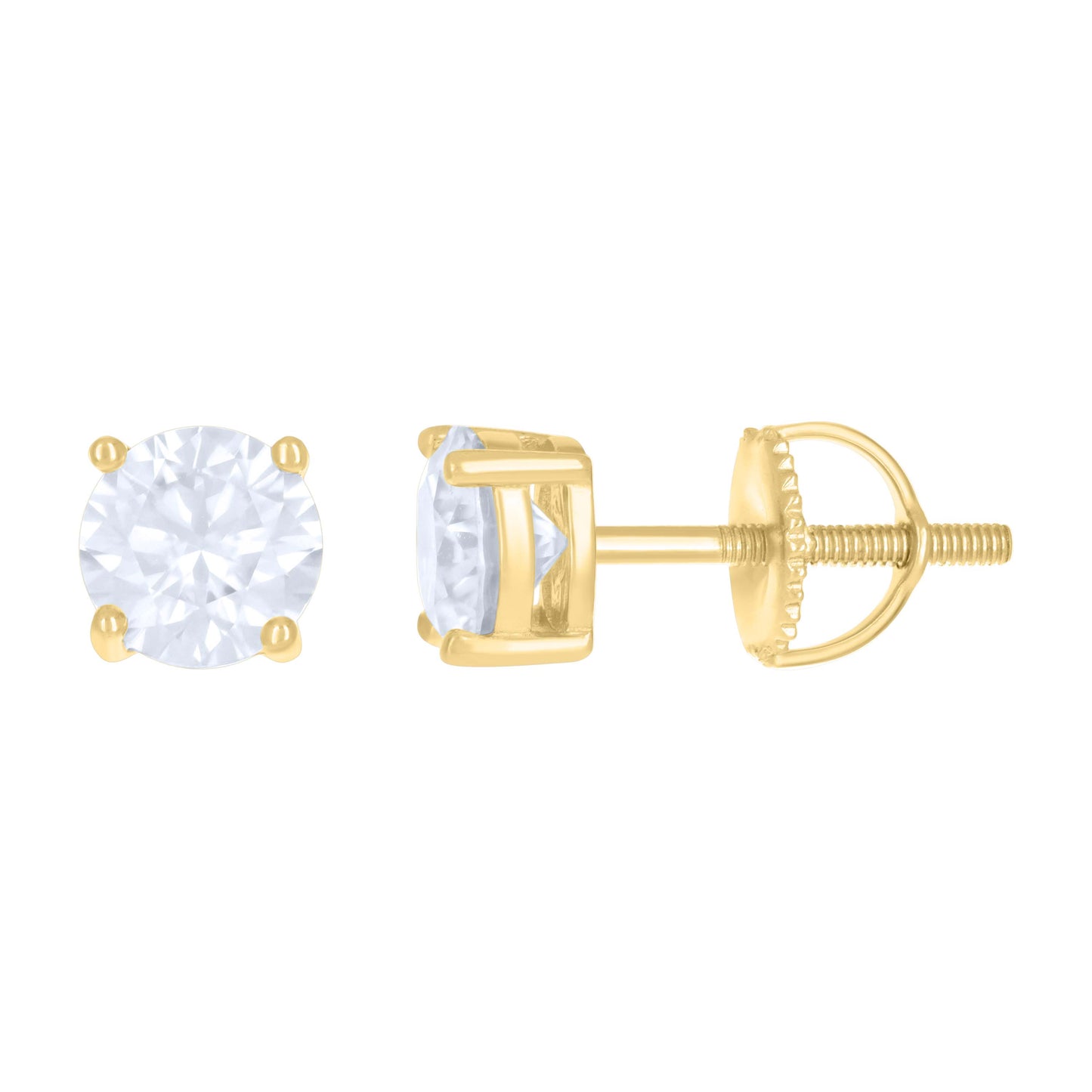 Sterling Silver Or Yellow-Tone Womens Moissanite Stud Earrings Screw Back