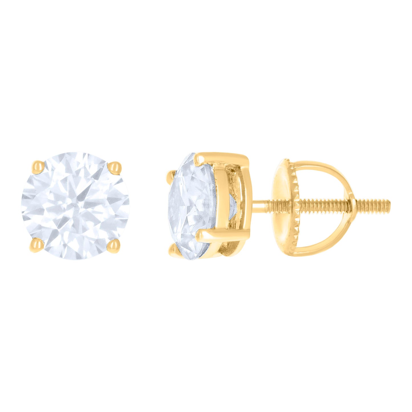 Sterling Silver Or Yellow-Tone Womens Moissanite Stud Earrings Screw Back