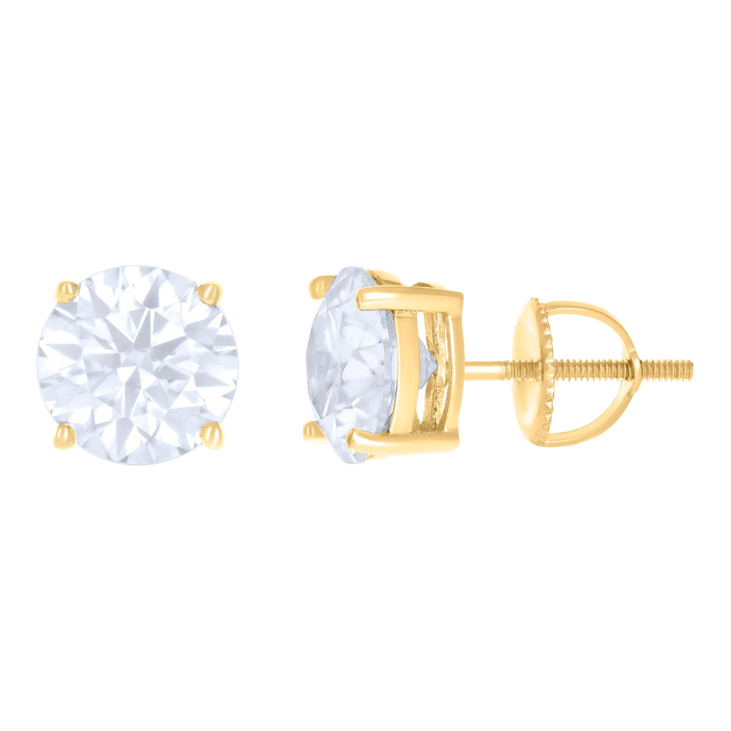 Sterling Silver Or Yellow-Tone Womens Moissanite Stud Earrings Screw Back